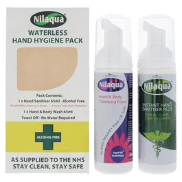 Nilaqua Set de Limpieza sin Aclarado con Gel de Manos y Espuma para Manos y Cuerpo