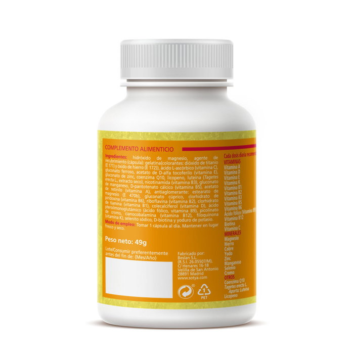 SOTYA Multivitamínico y Mineral con Luteína, Licopeno y Q10 (60 Cápsulas) SOTYA Multivitamínico y Mineral con Luteína, Licopeno y Q10 (60 Cápsulas)