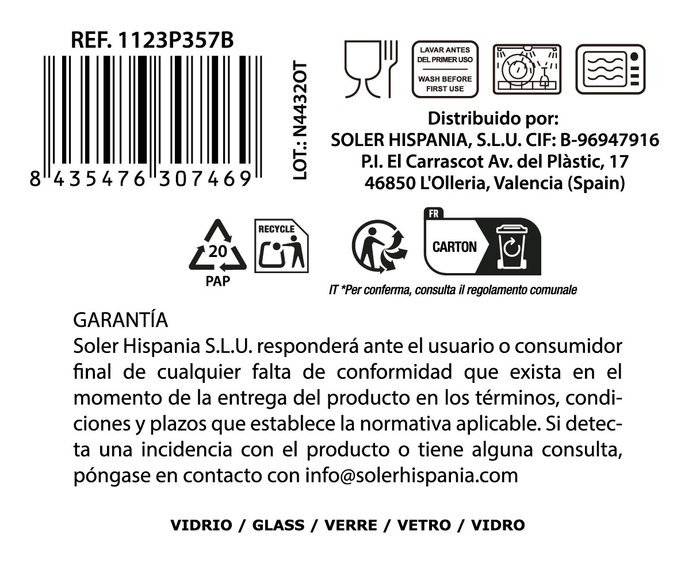 La Mediterranea Copa Phasai Seu 500ml (Pack de 24 unidades) Ø10.2x19.4cm