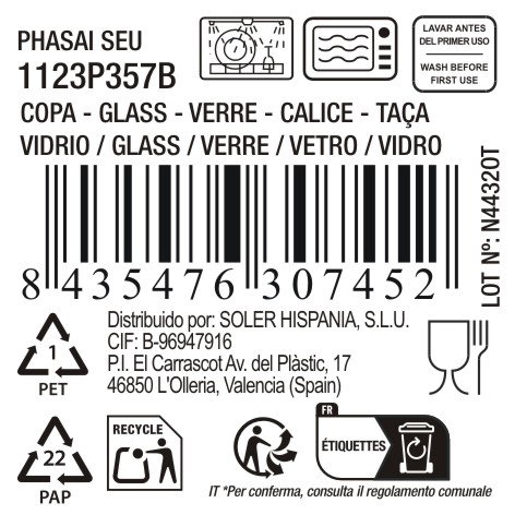 La Mediterranea Copa Phasai Seu 500ml (Pack de 24 unidades) Ø10.2x19.4cm
