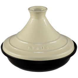 Staub Tajine Redonda 28 cm en Hierro Fundido, Negro y Crema, 2 L