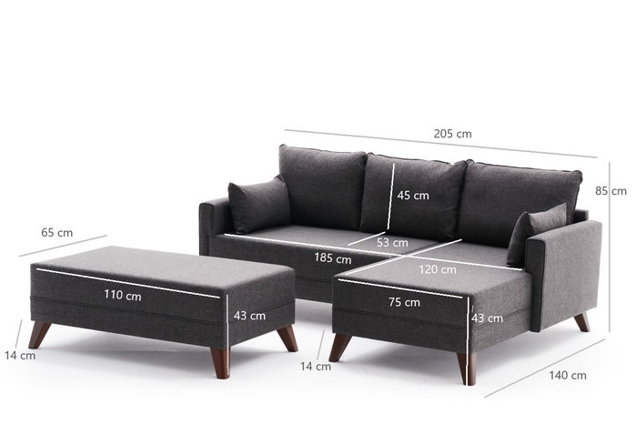 Atelier Del Sofa Sofá Cama Esquinero Bella Mini Derecho - Antracita Atelier Del Sofa Sofá Cama Esquinero Bella Mini Derecho - Antracita