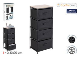 Confortime Cajonera TNT/Madera 4 Cajones 40 x 30 x 90 cm (4 Unidades)