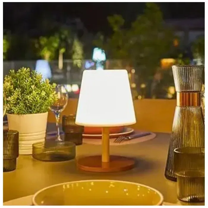 Lumisky STANDY MINI WOOD SOLAR Lámpara de Mesa Solar y Recargable H25 cm LED Blanco Cálido y Blanco Regulable