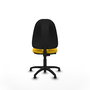 Silla de oficina Algarra con mecanismo Contacto permanente básico tapizada con Tela color Amarillo. Equipada con Base poliamida negra, Sin brazosy Topes