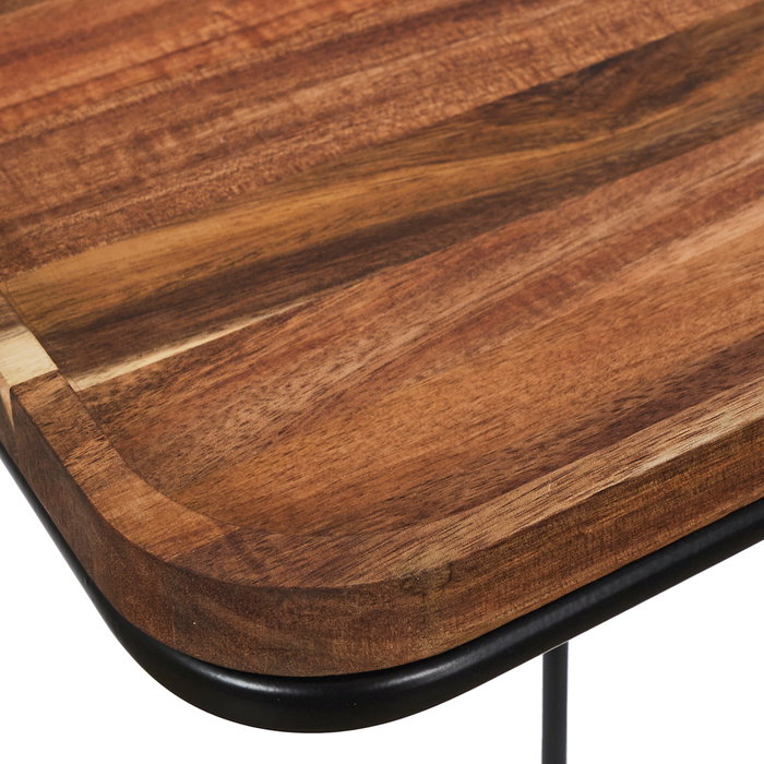 Home Deco Factory Mesa Auxiliar Sofá Acacia Cocooning Tablero Madera Patas Metal 40x30x55 cm