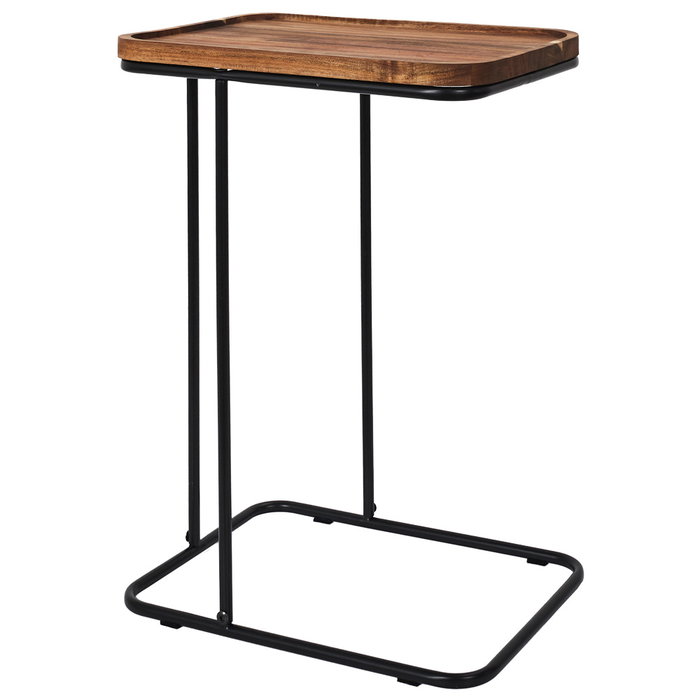 Home Deco Factory Mesa Auxiliar Sofá Acacia Cocooning Tablero Madera Patas Metal 40x30x55 cm