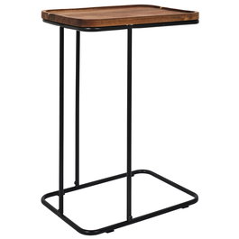 Home Deco Factory Mesa Auxiliar Sofá Acacia Cocooning Tablero Madera Patas Metal 40x30x55 cm