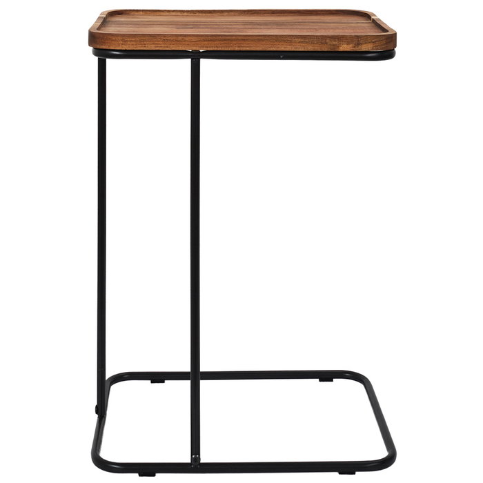 Home Deco Factory Mesa Auxiliar Sofá Acacia Cocooning Tablero Madera Patas Metal 40x30x55 cm