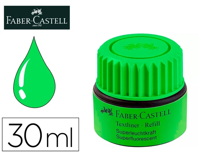 Faber Castell Textliner 1549 Bote Recambio Tinta Rotulador Fluorescente Verde 30 ml Faber Castell Textliner 1549 Bote Recambio Tinta Rotulador Fluorescente Verde 30 ml
