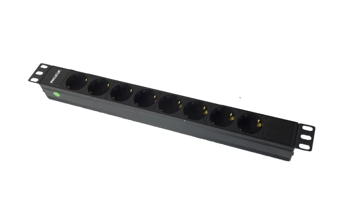 PHASAK BNS 3518 Regleta Rack 19" 8 Tomas Schuko 16A 3500W 250V Color Negro 1.5 m