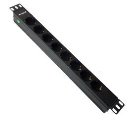 PHASAK BNS 3518 Regleta Rack 19" 8 Tomas Schuko 16A 3500W 250V Color Negro 1.5 m