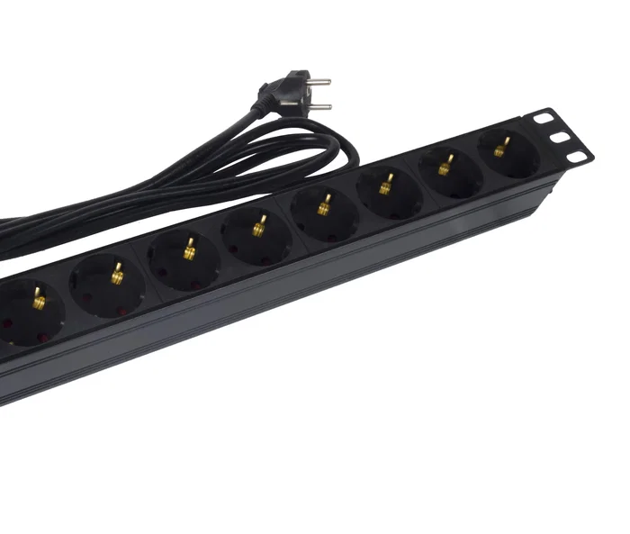 PHASAK BNS 3518 Regleta Rack 19" 8 Tomas Schuko 16A 3500W 250V Color Negro 1.5 m
