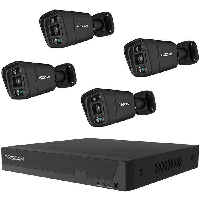 Foscam FN9108E-B4-2T Kit de Cámaras de Vigilancia con 4 Cámaras y Grabador Negro
