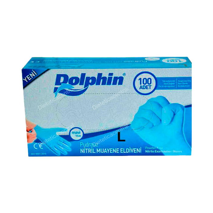 DOLPHIN Guantes de Nitrilo Azul Talla L, 100 Unidades