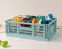 KioKids Caja de Almacenaje Plegable Salvia 40x30x15 Polipropileno Organizadora