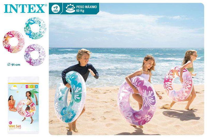 Intex Flotador Rueda Flores 91 cm para Niños (+9 años) - 3 Colores Surtidos PVC