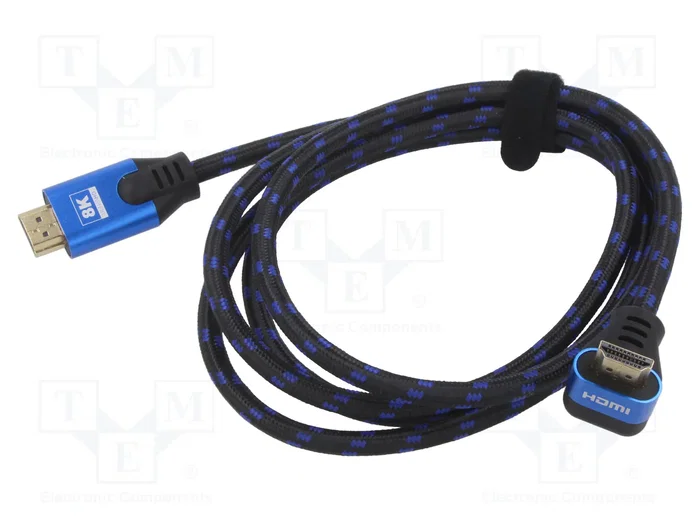 SAVIO Cable HDMI 2.1 5m con conector 90° y acabado textil SAVIO Cable HDMI 2.1 5m con conector 90° y acabado textil