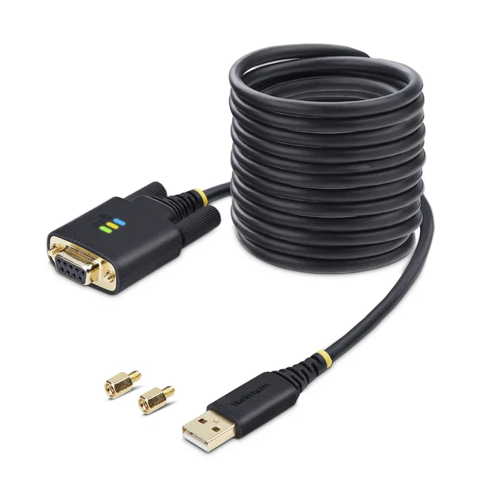 StarTech.com Cable Adaptador USB a Serie RS-232 1P10FFCN-USB-SERIAL, USB Tipo A a DB-9 Macho, 3m, Negro, Compatible con Windows, Mac, Linux, Chrome OS