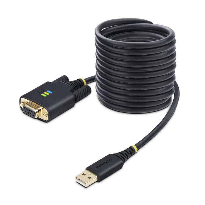 StarTech.com Cable Adaptador USB a Serie RS-232 1P10FFCN-USB-SERIAL, USB Tipo A a DB-9 Macho, 3m, Negro, Compatible con Windows, Mac, Linux, Chrome OS