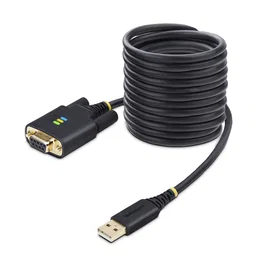 StarTech.com Cable Adaptador USB a Serie RS-232 1P10FFCN-USB-SERIAL, USB Tipo A a DB-9 Macho, 3m, Negro, Compatible con Windows, Mac, Linux, Chrome OS