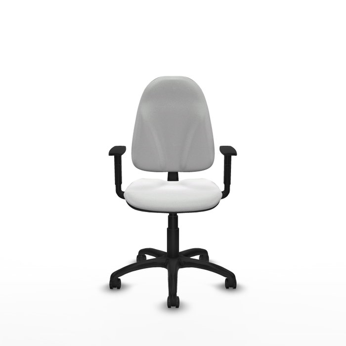 Silla de oficina Algarra con mecanismo Contacto permanente básico tapizada con Tela color Blanco. Equipada con Base poliamida negra, Brazos 1D y Ruedas de parqué Silla de oficina Algarra con mecanismo Contacto permanente básico tapizada con Tela color Blanco. Equipada con Base poliamida negra, Brazos 1D y Ruedas de parqué