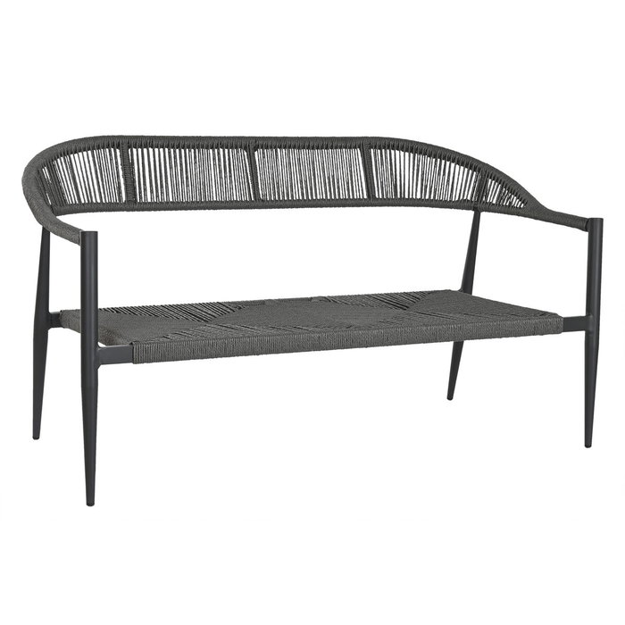 DKD Home Decor Sofá de 2 Plazas de Aluminio y Ratán Negro y Gris Oscuro