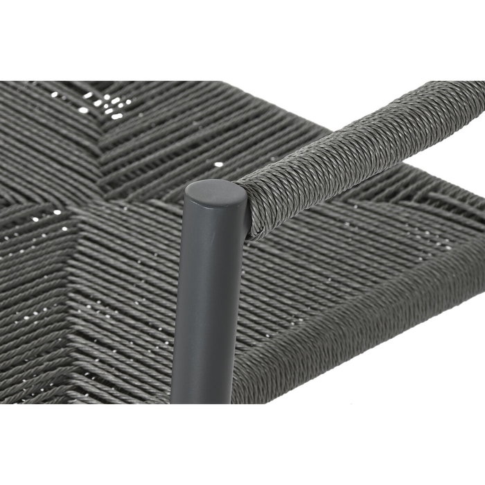 DKD Home Decor Sofá de 2 Plazas de Aluminio y Ratán Negro y Gris Oscuro