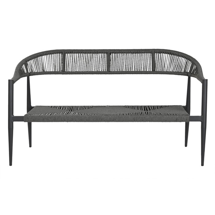 DKD Home Decor Sofá de 2 Plazas de Aluminio y Ratán Negro y Gris Oscuro