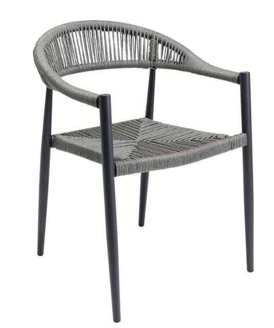 DKD Home Decor Sofá Terraza y Jardín Ratán Aluminio Negro Gris Oscuro 55 x 76 x 131 cm