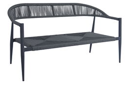 DKD Home Decor Sofá Terraza y Jardín Ratán Aluminio Negro Gris Oscuro 55 x 76 x 131 cm