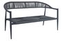 DKD Home Decor Sofá Terraza y Jardín Ratán Aluminio Negro Gris Oscuro 55 x 76 x 131 cm