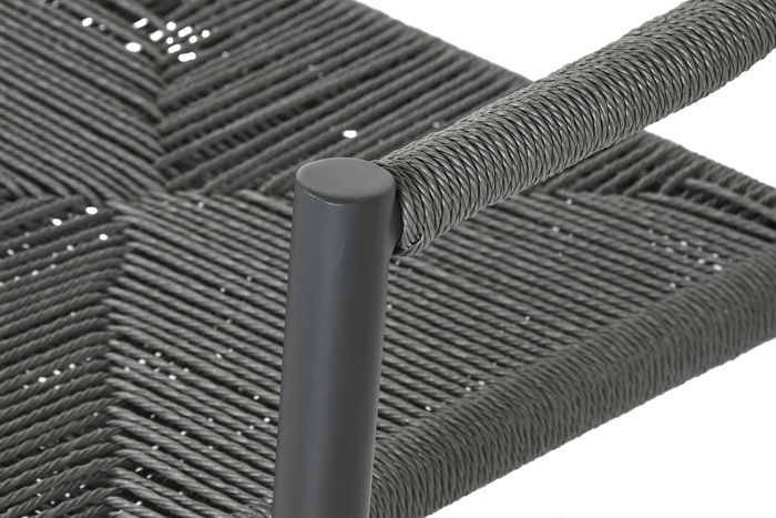 DKD Home Decor Sofá Terraza y Jardín Ratán Aluminio Negro Gris Oscuro 55 x 76 x 131 cm