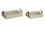 DKD Home Decor Bandeja Decoracion Set de 2 Marron Claro Natural Seagrass y Pu 32 x 9 x 41 cm