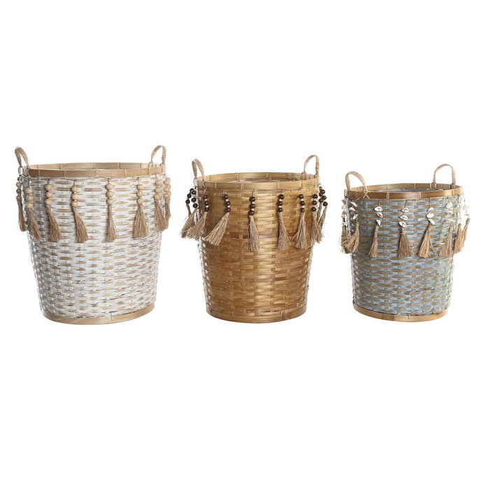 DKD Home Decor Set de 3 Cestas de Bambú Multicolor