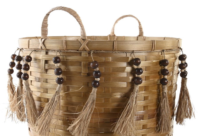 DKD Home Decor Cesta Balines 44x49 36x46 Set 3 Piezas Multicolor Bambú 45 x 54 x 49 cm