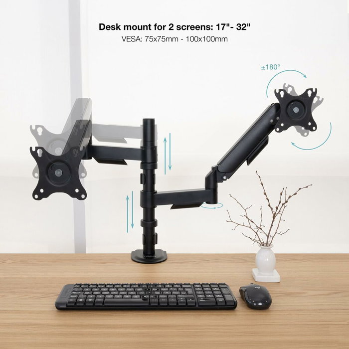 Tooq Soporte de Mesa para 2 Monitores DB1533TNR-B Negro
