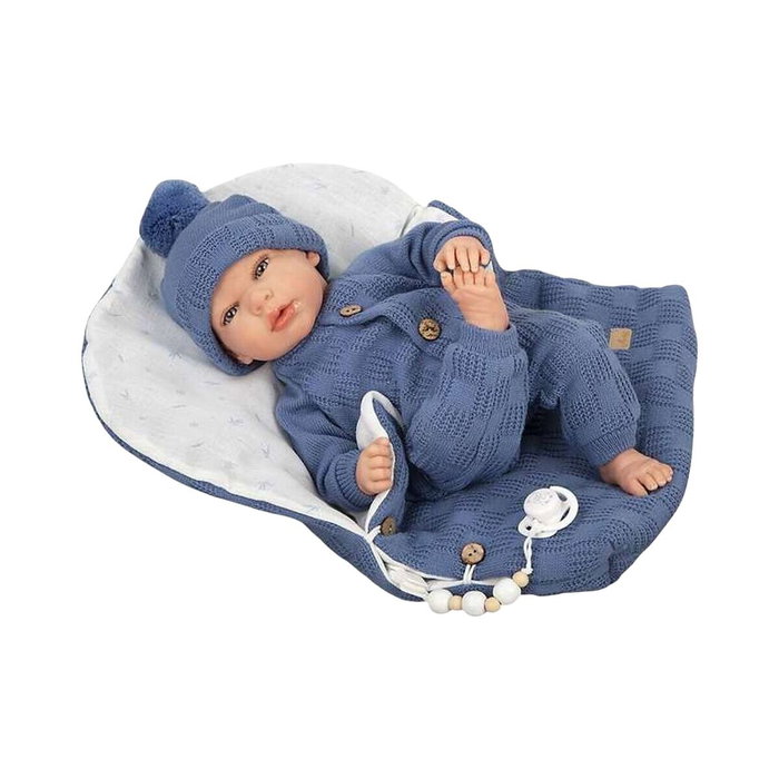 Muñecas Arias Muñeco Reborn Alberto Azul 40 cm con saco dormir