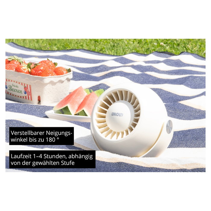 Unold 86679 Breezy Bowl Ventilador de Mano Recargable 6W 3 Velocidades Negro y Azul 9cm