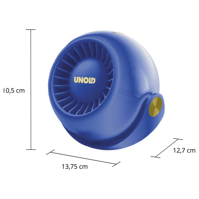 Unold 86679 Breezy Bowl Ventilador de Mano Recargable 6W 3 Velocidades Negro y Azul 9cm