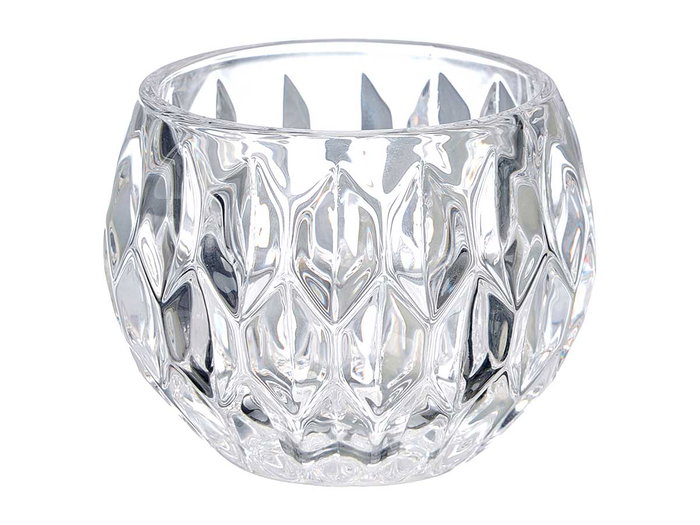 Giftdecor Portavela de Cristal con Diseño Diamante - Vidrio Transparente - 7.5 x 6.5 x 7.5 cm (Set de 24)