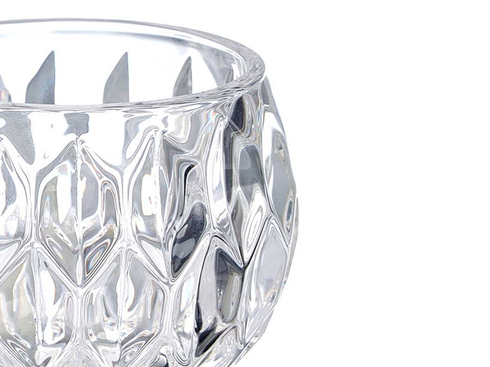 Giftdecor Portavela de Cristal con Diseño Diamante - Vidrio Transparente - 7.5 x 6.5 x 7.5 cm (Set de 24)