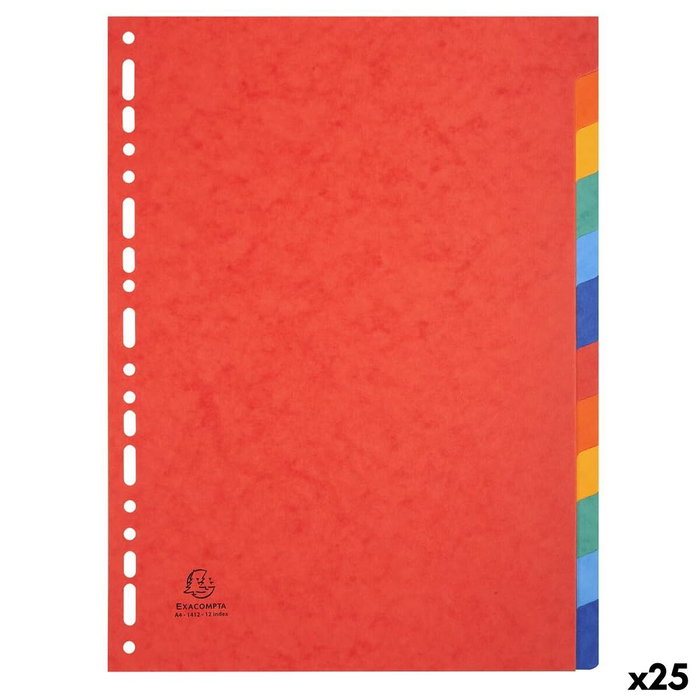 Exacompta Nature Future Separadores de Cartulina Lustrada 225 gr, A4 12 Posiciones, Set de 25, Colores