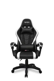 NASA Silla Gaming ORION, Ergonómica, Ajustable, Reclinable, Respaldo Blanco y Asiento Negro, 120 kg Carga Máxima, para Trabajo y Videojuegos