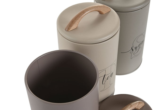 DKD Home Decor Bote Basicos de Metal y Pino Rosa Oscuro, Beige y Topo 11x19x11 cm - Pack de 6 Unidades Apto para Lavavajillas