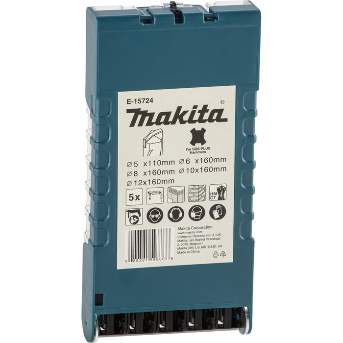 Makita E-15724 Juego de 5 Brocas SDS-Plus para Hormigón con Punta de Carburo Makita E-15724 Juego de 5 Brocas SDS-Plus para Hormigón con Punta de Carburo