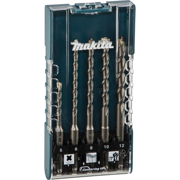 Makita E-15724 Juego de 5 Brocas SDS-Plus para Hormigón con Punta de Carburo Makita E-15724 Juego de 5 Brocas SDS-Plus para Hormigón con Punta de Carburo