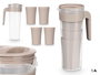 Leknes Set Jarra 1.4L con 4 Vasos 400ml Taupe Plástico PP 14.5x25x10 cm (Set de 24)