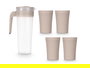 Leknes Set Jarra 1.4L con 4 Vasos 400ml Taupe Plástico PP 14.5x25x10 cm (Set de 24)