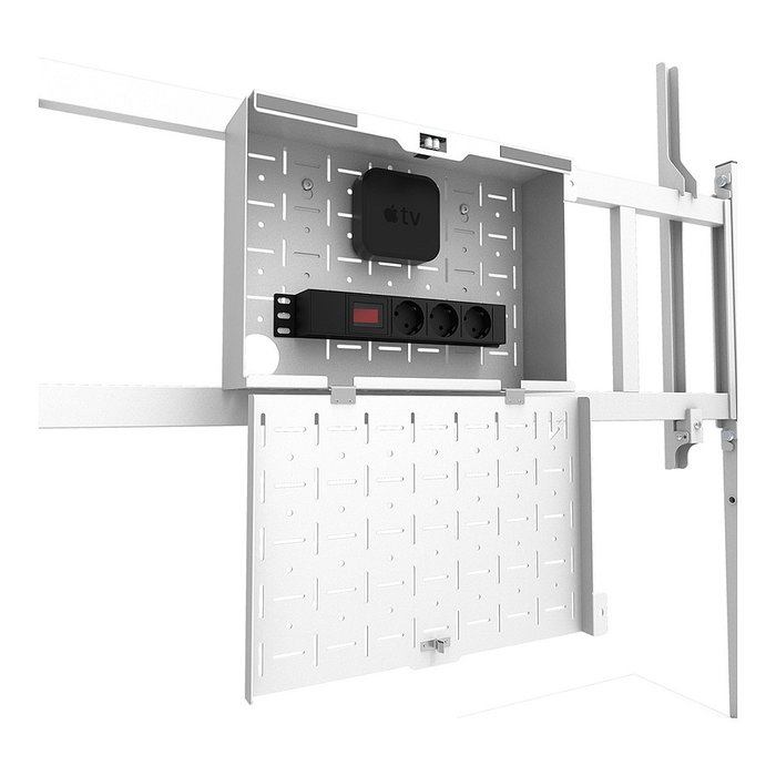 Neomounts FL50-575WH1 MOVE Go XL Rollwagen - Soporte/Carro TV Móvil con Ruedas para Pantallas de 65" a 115" (292 cm), Carga 125 kg, Color Blanco